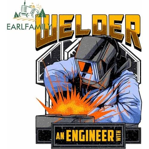 EARLFAMILY 13cm x 10.3cm For Welder Vinyl Material Fine Decals Waterproof Car Stickers Motorcycle Occlusion Scratch Decor