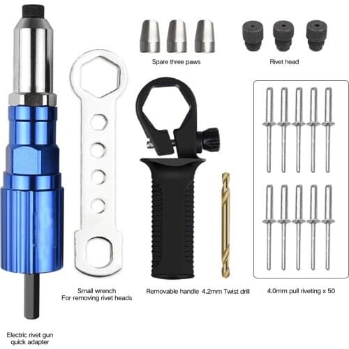 Electric Rivet Tool 2.4mm-4.8mm Rivet Nut Tool Adapter Cordless Riveting Tool Conversion Connector Insert Nut Pull Rivet Tool