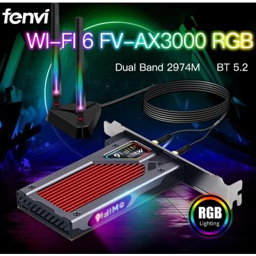 Fenvi AX3000 Wi-Fi 6 PCIe WiFi Card for PC Gaming Desktop Bluetooth 5.1 Dual Band 802.11AX Wireless Adapter MU-MIMO RGB Light