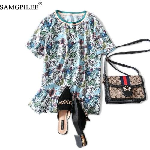 Oversized T Shirt Casual Tops Women 2020 Chiffon Women Clothing Summer Short Sleeve T Shirt For Womens Print Femme T-shirts 3XL