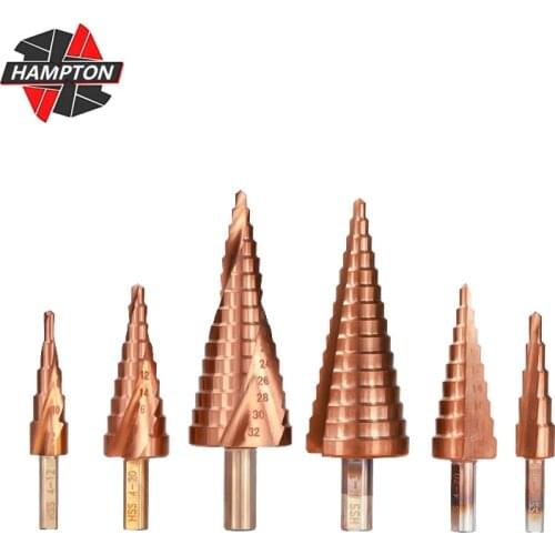 Hampton Straight/Spiral Groove Step Drill Bit HSS TiCN Coated Core Drilling 4-12/20/32mm Wood/Metal Hole Cutter Core Drill Bit