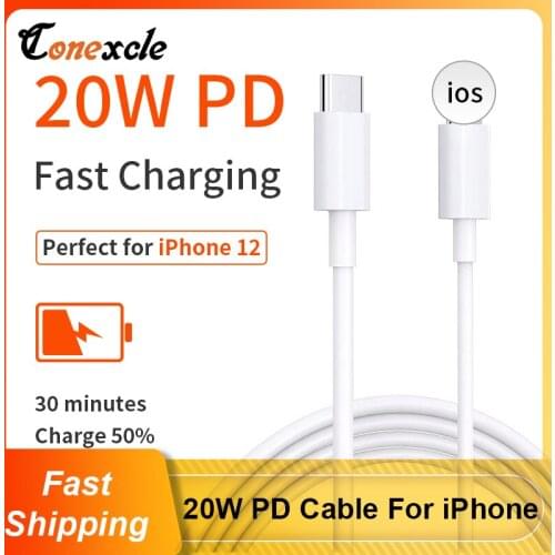 Conexcle PD 20W 18W USB C Cable Fast Charging For iPhone 12 Pro Max 11 Xr Xs 8 Plus ipad mini air Macbook Type C Charger Cable