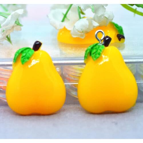 10PCS Resin Flatback Pear Cabochons Dollhouse Decoration Fruit Miniatures DIY Embellishments Accessories Children Hair Bow Deco