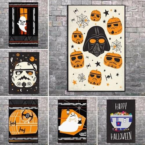 Star Wars Canvas Painting Death Star Pumpkinheads Posters and Prints Wall Print Mural Childrens Room Home Decor Halloween Gifts