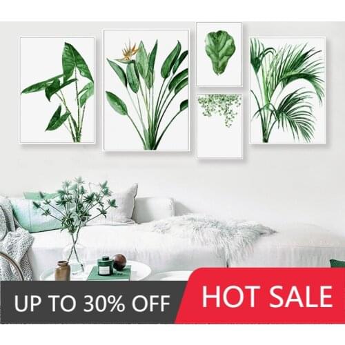 Canvas Paintings Modern Scandinavian Alocasia Leaves Green Plants Nordic Wall Art Poster Prints Pictures Living Room Home Decor