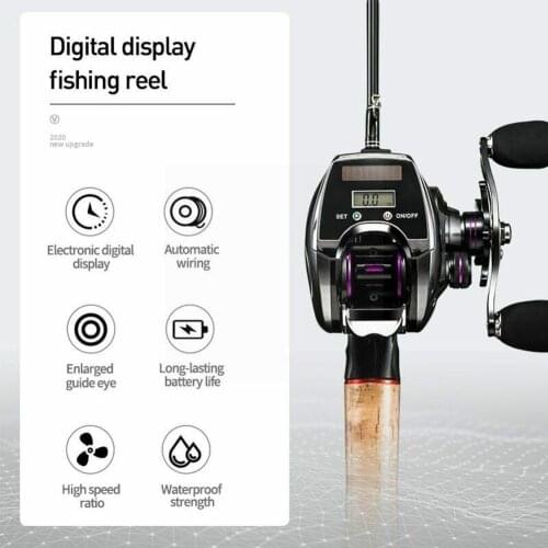 Electronic Fishing Reel Counter Digital Display Baitcasting 2021 High Reel Profile Line 8.0:1 Ratio Pesca Speed New B4E3