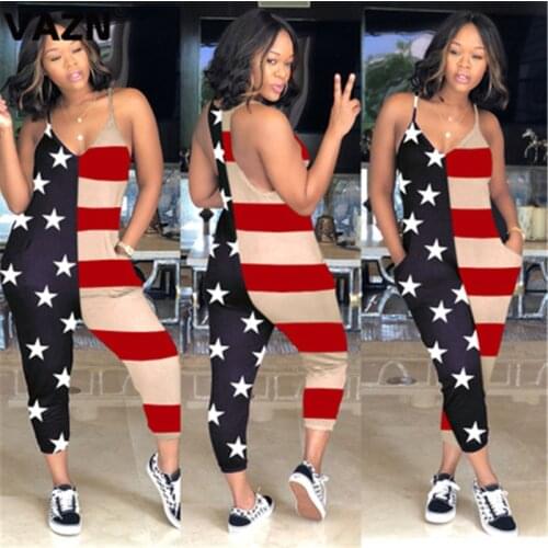 VAZN Summer Letter Print 2019 2colors Set V-neck Sleeveless Long Loose Pant 2 Piece Sets Night Club Elegant Wind Sets