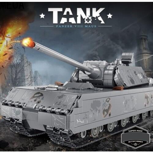 City 2127Pcs Panzer VIII Maus Leopard 2 German Heavy Tank Set Building Blocks Military WW2 Army Soldier Bricks Kids Gifts Toys
