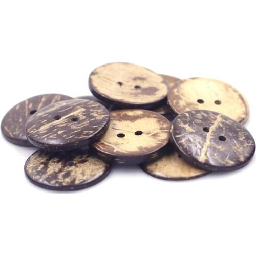 10PCS Round Natural Coconut Shell Buttons 2 Holes 25MM DIY Sewing Accessories for Coat Windbreaker Scrapbook Men Women Clothes