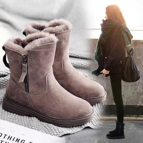 ZEEKSON Fashion Snow Boots Women 2020 Winter New Short Boots Korean Version Of Wild Plus Velvet Warm Cotton Shoes Women Boots