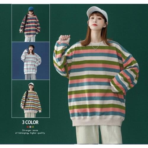 2021 Mens Long Sleeved Tops Sweatershirts Striped Printing Simple Coats Casual Streetwear Fashion Pullover Oversized Hoodies