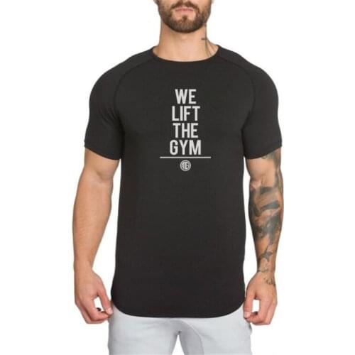 Mens Running Sport Cotton t shirt Gym Fitness Workout Training Short sleeve Slim T-shirts Male Jogging Tee Tops Brand Clothing