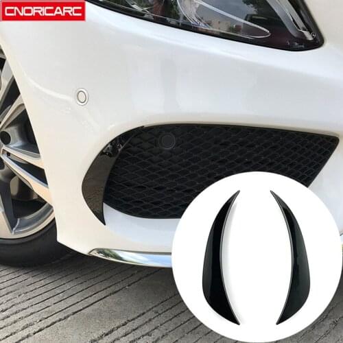 Car Styling Front Bumper Splitter Spoilers Canard Decoration Cover Trim Stips ABS For Mercedes Benz W205 C Class 2015-2018