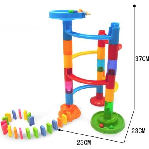 DIY Building Race Run Track set with 20 pcs Dominoes Blocks Kids Maze Ball Roll Toys intellectual puzzle Christmas Gift for kids