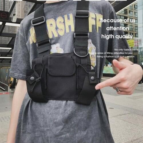 2021 Newest Unisex Wild Trendy Hip Hop Chest Front Backpack Solid Color Multi-Pocket Streetwear Cargo Vest Style Chest Bag