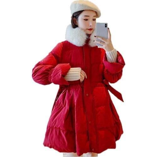 2021 New Down Cotton Coat Winter Korean Version Casual Parkas White Red Black Loose Fashion Slim Thick Warm Cotton Coat N990