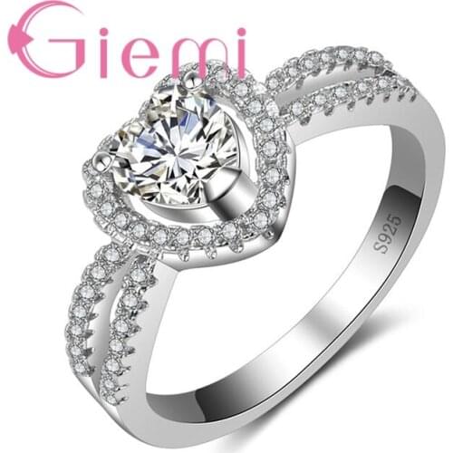 Wholesale Party Travel Shopping Jewelry Love Heart Shape For Beloved Female Crystal Stone Ring