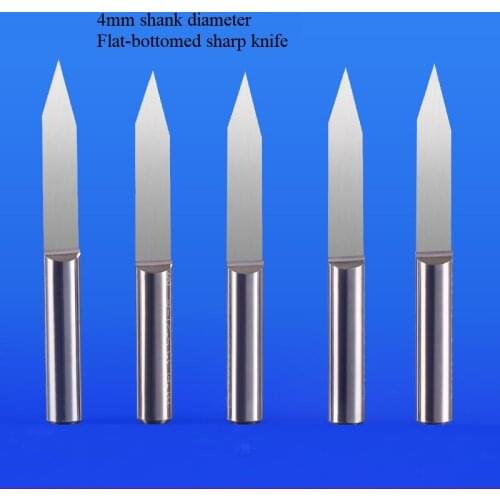 Tungsten steel 4mm extended flat-bottomed sharp knife relief center taper sharp knife CNC computer engraving machine tool