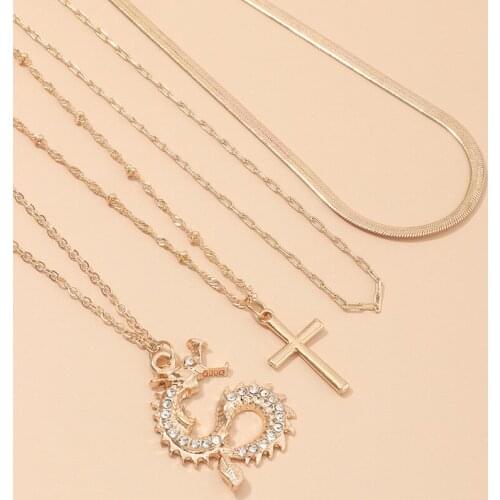 Punk Snake Chain Trend Cool Cross Pendant Personality Multilayer Dragon Element Necklace Street Dance Jewelry cross necklace