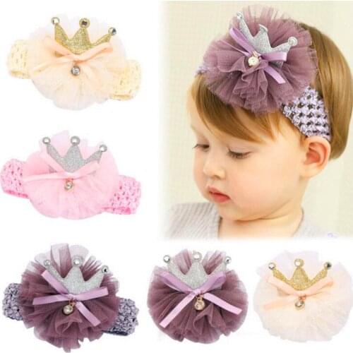 Good Quality Girls Hair Accessories Crown Snow Yarn Hairpins Hair Clip for Kids Toddlers Tiara Baby Headband Hairbands Headdress