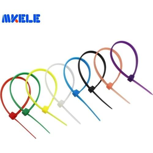 Self-locking Nylon 66 Plastic Cable Tie 3*100mm 100pcs/bag 8 Colors Fasten Wire Wrap Strap CE UL ROHS From Makerele