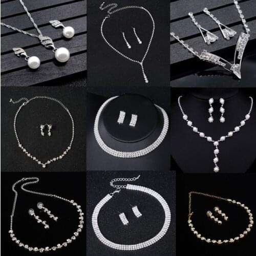 Wedding Jewelry Crystal Bridal Gifts Choker Necklace Earrings Set Wedding Jewelry Sets Brides Hot Selling Wedding Jewelry Sets
