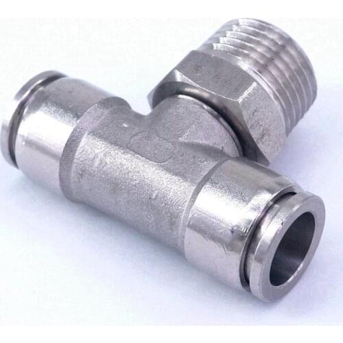 Tube OD 12mm*1/2"BSP Pneumatic Male Tee Branch 304 Stainless Steel Connector Quick Fittings Anticorrosion Antioxidation