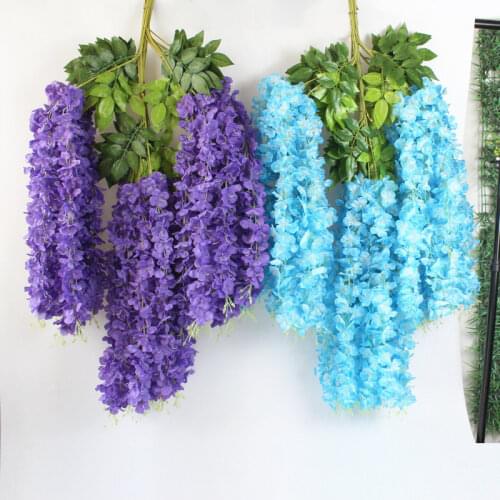 Wisteria Vine Artificial Flowers Silk Garland Arch Wedding Decoration home garden decoration hanging plant wall decor 110cm 2021