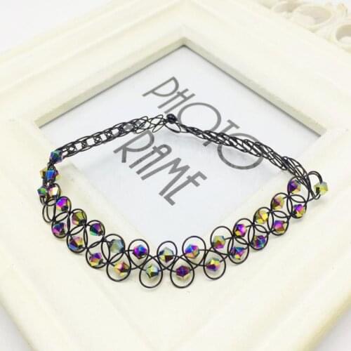 Hot Vintage Stretch Tattoo Choker Necklace Retro Gothic Elastic Collares femme Rhinestone Necklaces for women girl