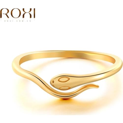 ROXI Vintage 925 Sterling Silver Snake Finger Rings for Women Punk Adjustable Animal Open Rings Statement Jewelry anillos mujer