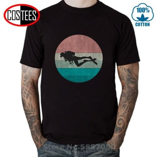 Funny Scuba Diving T shirt men Nerd Retro Vintage Sunset Scuba Dive T-shirt Geek Punk Summer Scuba diver Tee shirt 2020 hot slae