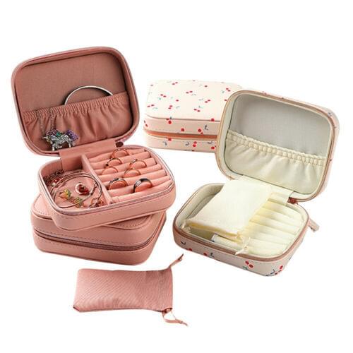 Women Travel Portable Jewelry Box Earring Ring Display Storage Organizer Case Necklace Flannel Tray Holder