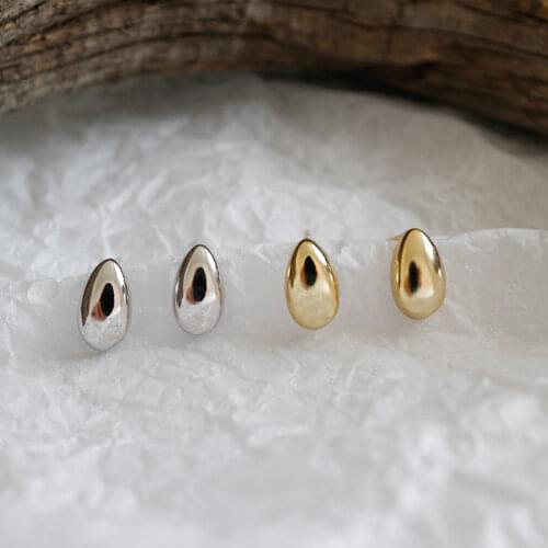 100% 925 sterling silver stud earrings for women, simple chic gold color oval earings girl gifts brincos femme silver jewelry