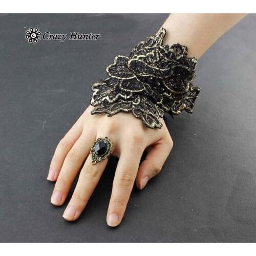 New!Womens Steampunk Goth Party Costume Lace Fingerless Gloves