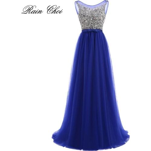 Real Pictures Scoop Neck Beading Tulle Formal Party Gowns With Crystals Vestido De Novia Long Prom Dresses 2020