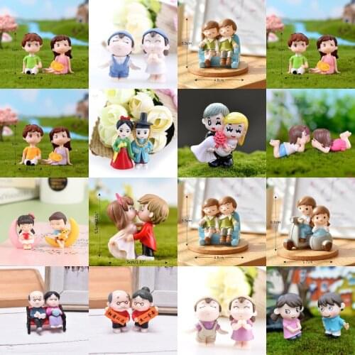 1/2pcs/set Resin Sweety Lovers Couple Figurines Miniature Craft Fairy Garden Gnome Moss Terrarium Gift DIY Ornament Garden Decor