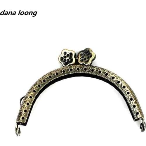 1 piece 8.5 cm antique bronze semicircle plum head metal purse frame kiss clasp handle for DIY bag accessory
