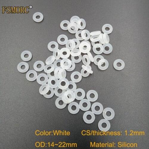 100pcs white Transparent and red silicon o-rings 1.2mm Thickness OD 14 15 16 17 18 19 20 22mm house use gasket no poison o ring