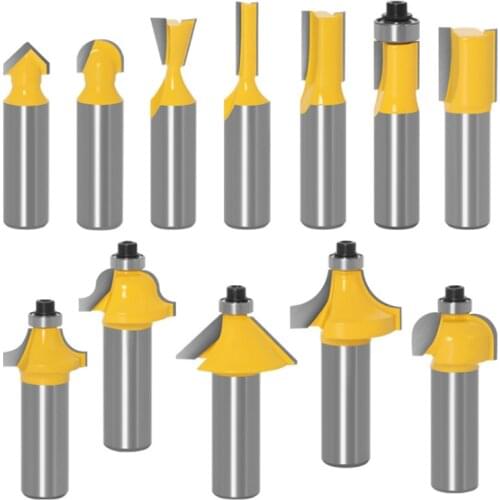 12 piece set of 12 shank woodworking milling cutter set trimming machine cutter head electric wood milling engraving machine mil