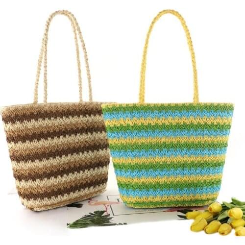 2 Color Woven Woven Bag Fashion One-shoulder Straw Woven Bag Leisure Female Bag Beach Bag