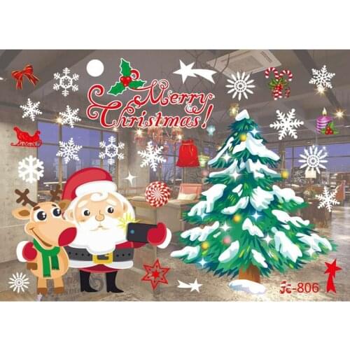 2pcs/set Creative Removable Window Stickers Christmas Decoration Glass Paste Colorful Window Glass Background Stickers 37*55cm