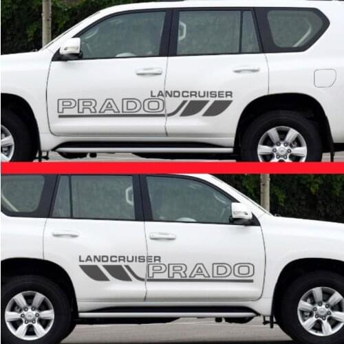 2 pcs/set Car Side Door Stickers Vinyl Film Stylish Decals For Toyota Land Cruiser Prado Carsports car-styling Accessories