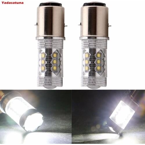 2*Super Bright BA20D H616 H6 Cree Chips 80W LED White Motorcycle Lights Bulb H/L Lamp Scooter ATV Moto Fog Lights