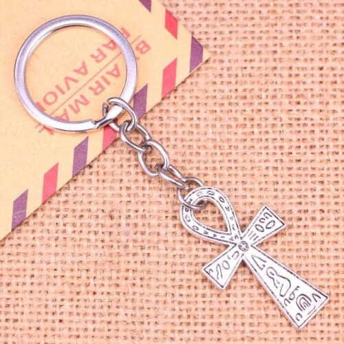 20pcs New Fashion Keychain 39*21 mm egyptian ankh life symbol Pendants DIY Men Jewelry Car Key Chain Souvenir For Gift