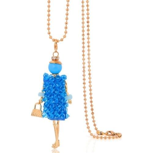 2017 fashion doll necklace for women crystal collar bohemian with rhinestone chain long necklace jewelry hot sale big chokers