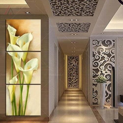 3 Pcs/Set Artist Canvas Still Life painting Calla Flower vertical forms Canvas Prints Wall Pictures for Living Room Picture