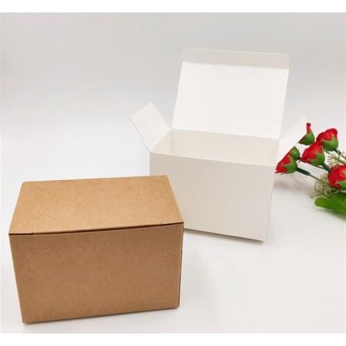 30Pcs/Lot 9x6x6cm DIY Kraft Paper Cuboid Square Boxes For Fathers Day Shaver Hold Gifts Packaging Container Boxes With Stickers