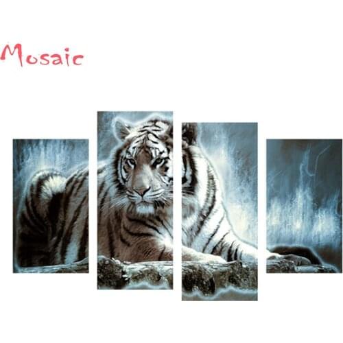 4pcs/set DIY,Diamond Embroidery tiger animal 5D Diamond Painting Full,Cross Stitch,Diamond Mosaic drill square Diamond set