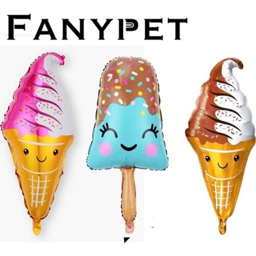 50pcs Summer party rainbow smile ice cream foil balloon birthday party sweet pink chocolate food decoration cake donut baloon