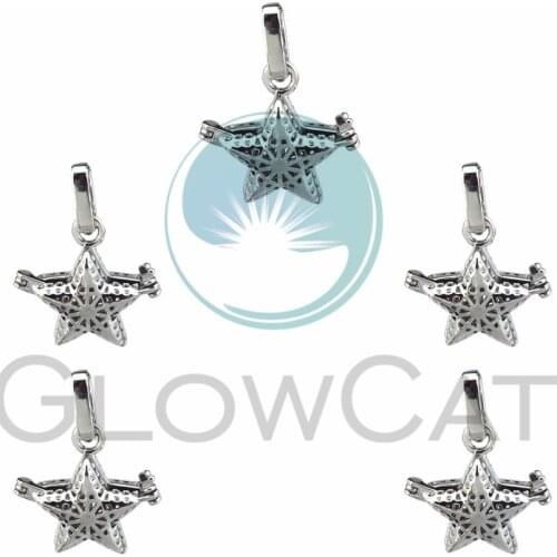 5X Star Hollow Pearl Cage Jewelry Findings Cage Locket Pendant Essential Oil Diffuser Locket For Oyster Pearl Necklace